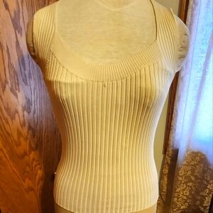 Y2k Cream Ribbed Sleeveless Top Junior Sweater Top